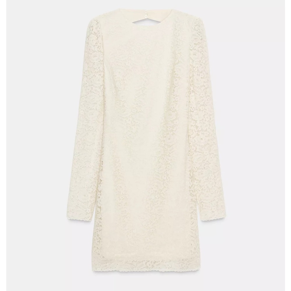 NWT Zara Cream Lace Long Sleeve OPEN BACK Dress XS NEW